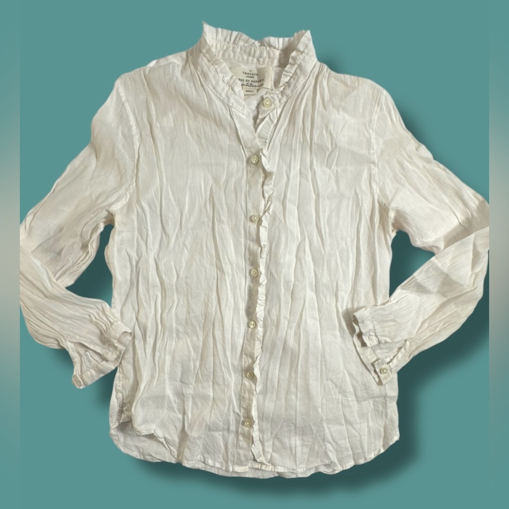 Birds of Paradis by Trovata Women White Long Sleeve Button-Down Shirt Small